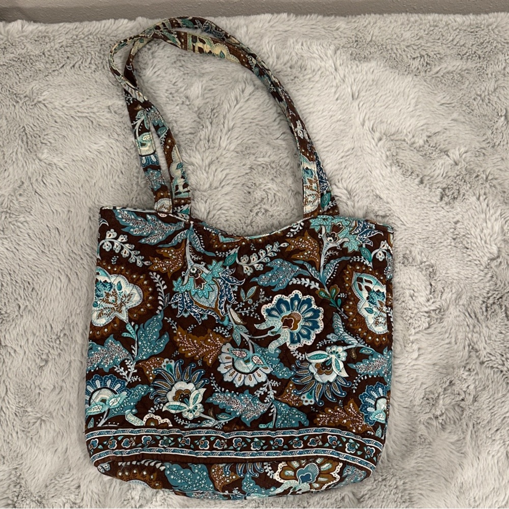 Vera Bradley Java Blue Tote Retired - Picture 3 of 10